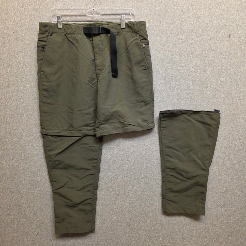 The North Face Mens Convertible Hiking Pants Olive Green Zip Off 36x30 UPF 40+